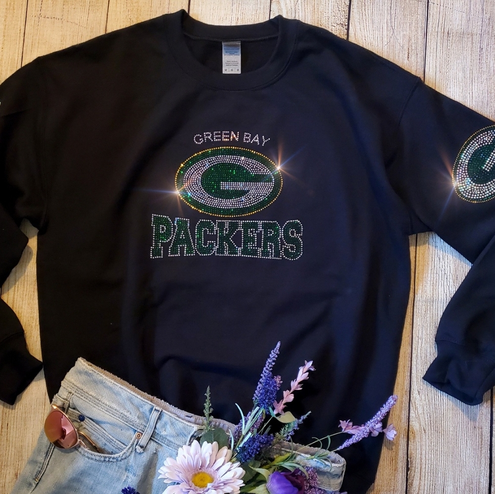 Green Bay Packers New UNISEX Rhinestone Crewneck Sweatshirt all sizes … - Picture 2 of 4
